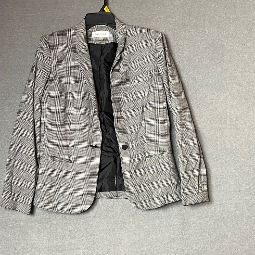 Calvin Klein Charcoal Checkered Blazer